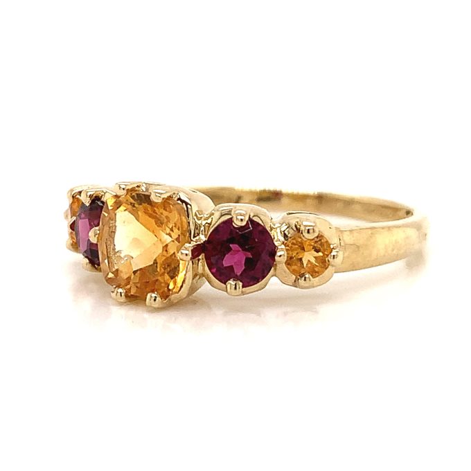 Yellow Topaz and Garnet Ring