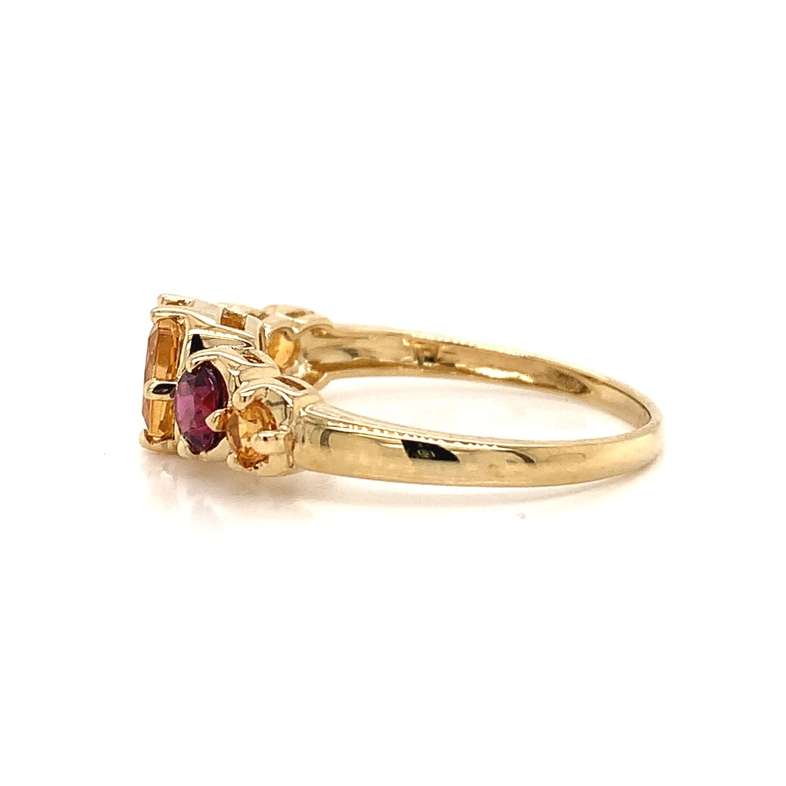 Yellow Topaz and Garnet Ring