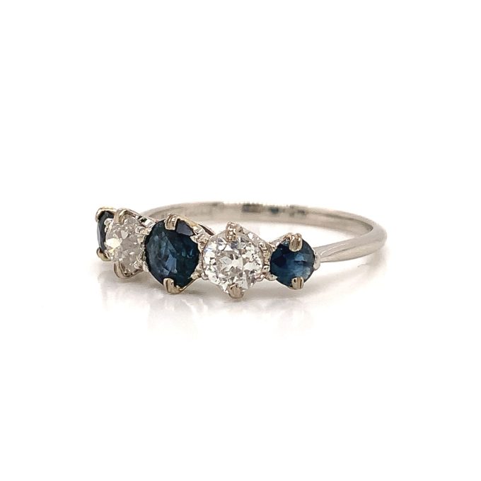 Vintage Sapphire and Diamond Five Stone Ring