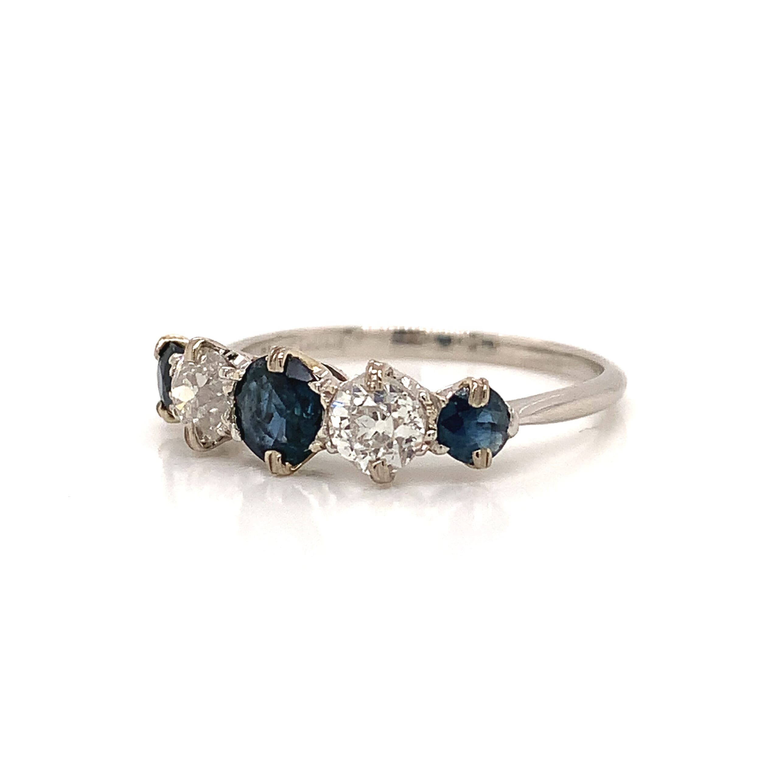 Vintage Sapphire and Diamond Five Stone Ring