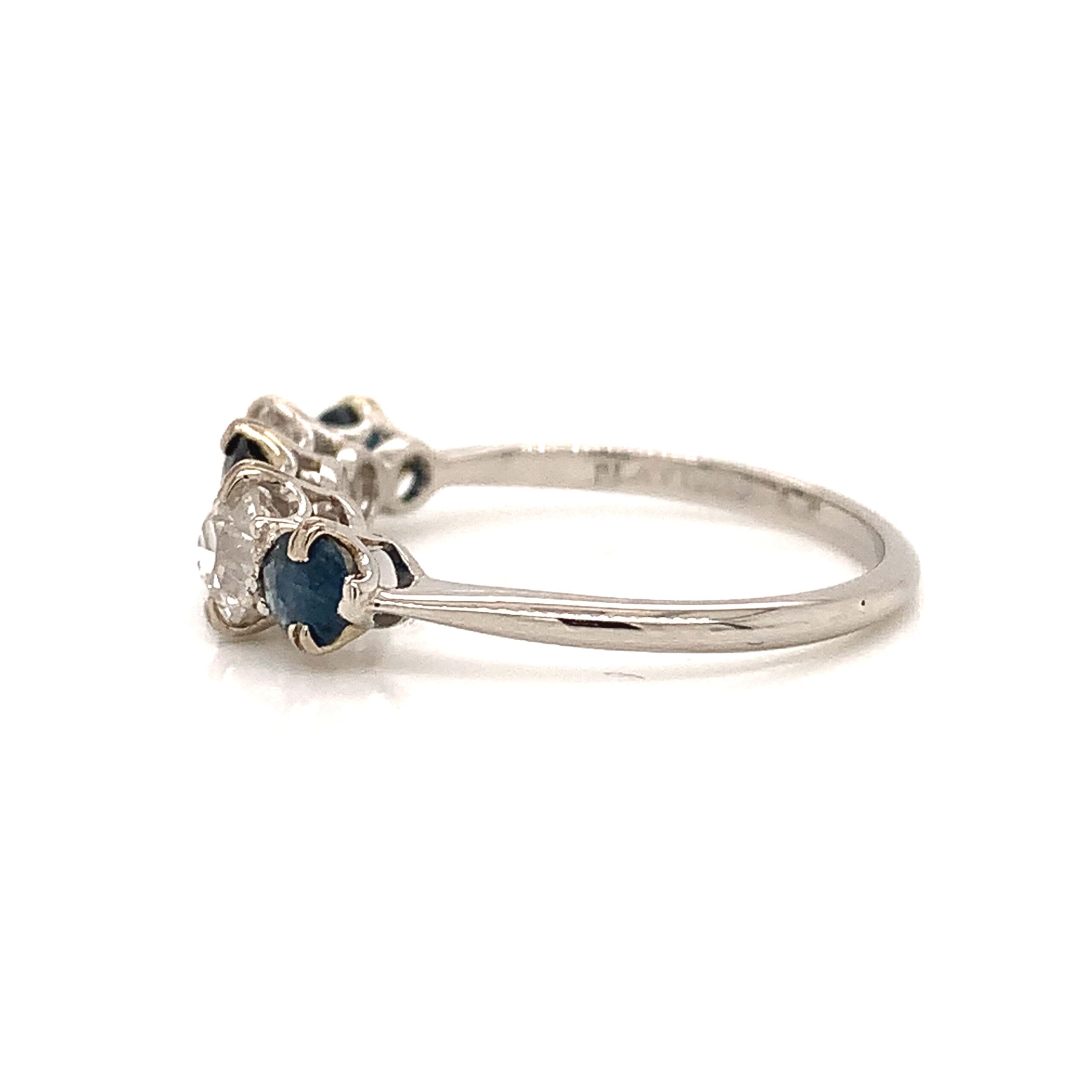 Vintage Sapphire and Diamond Five Stone Ring