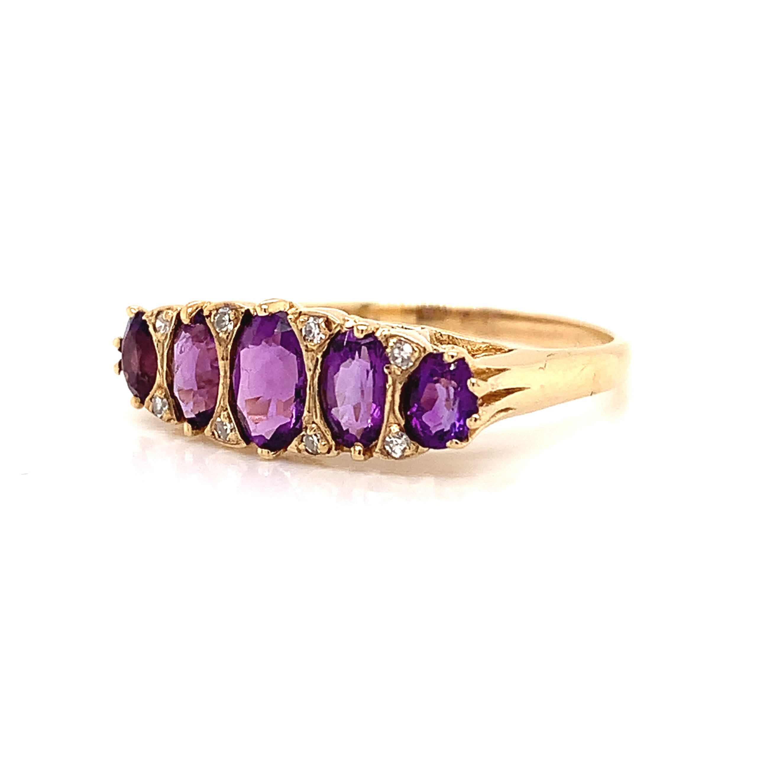 Gold Amethyst and Diamond Ring