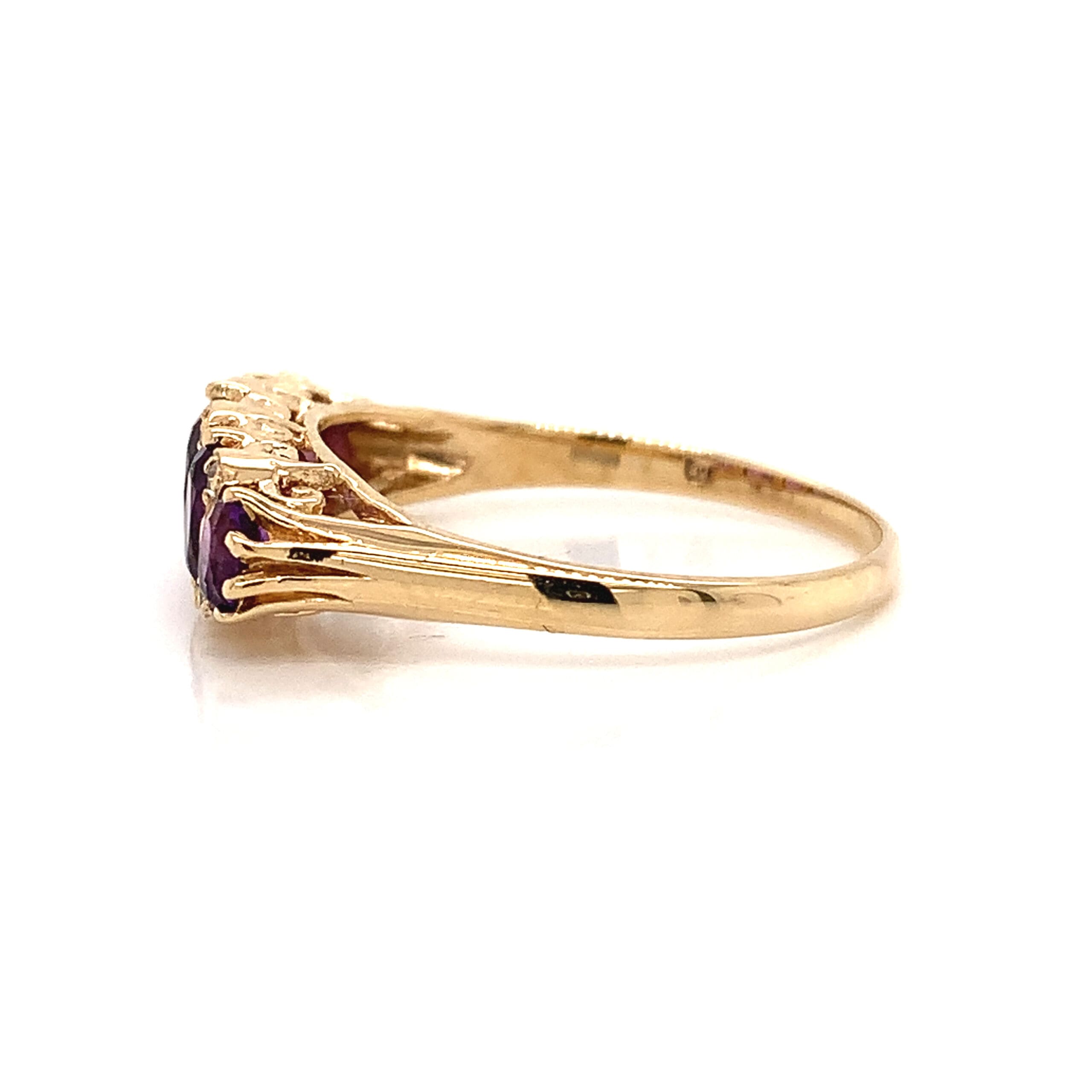 Gold Amethyst and Diamond Ring