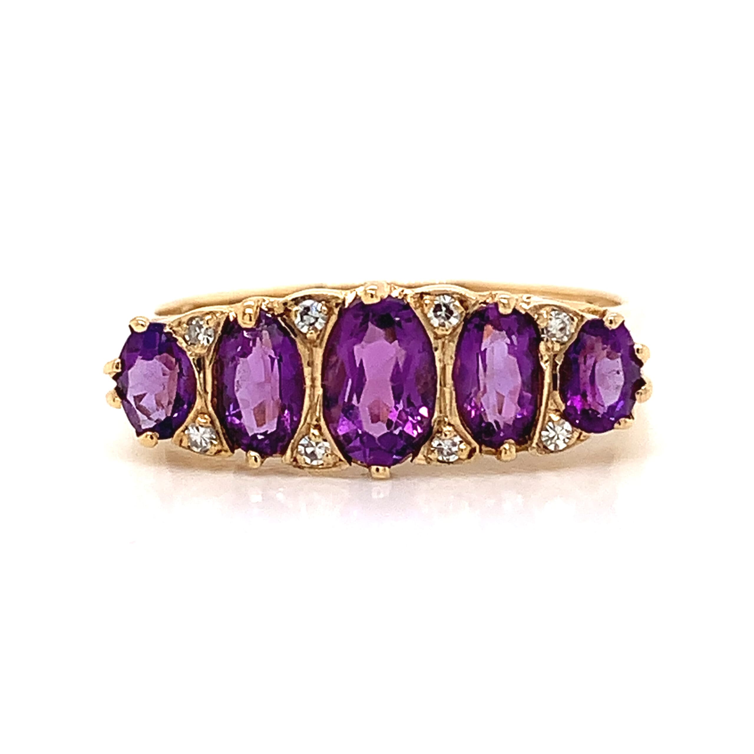 Gold Amethyst and Diamond Ring