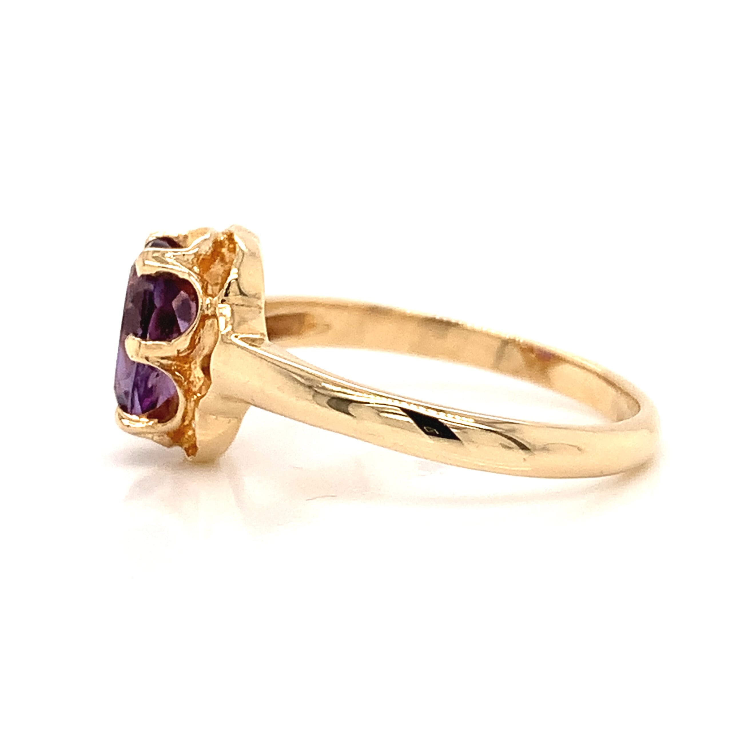 Gold Amethyst Solitaire Ring