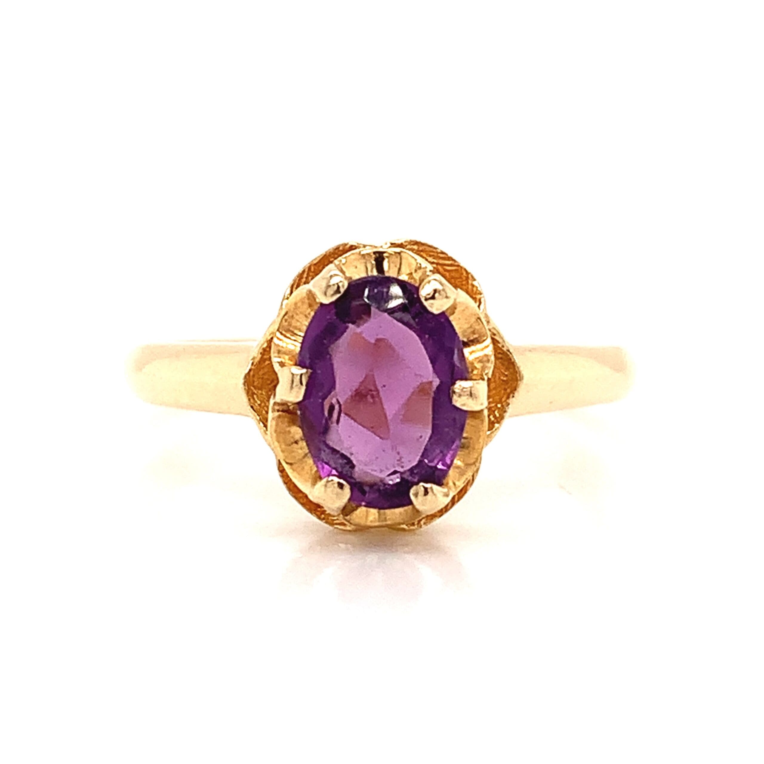 Gold Amethyst Solitaire Ring