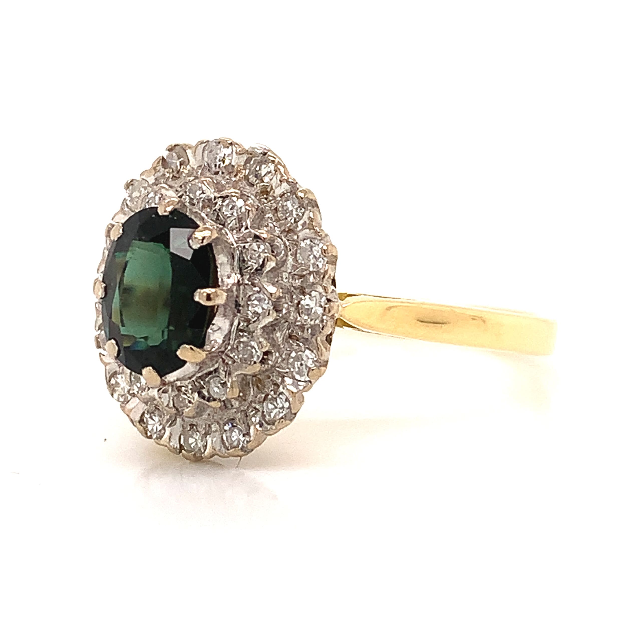 Vintage Sapphire and Diamond Tall Cluster Ring