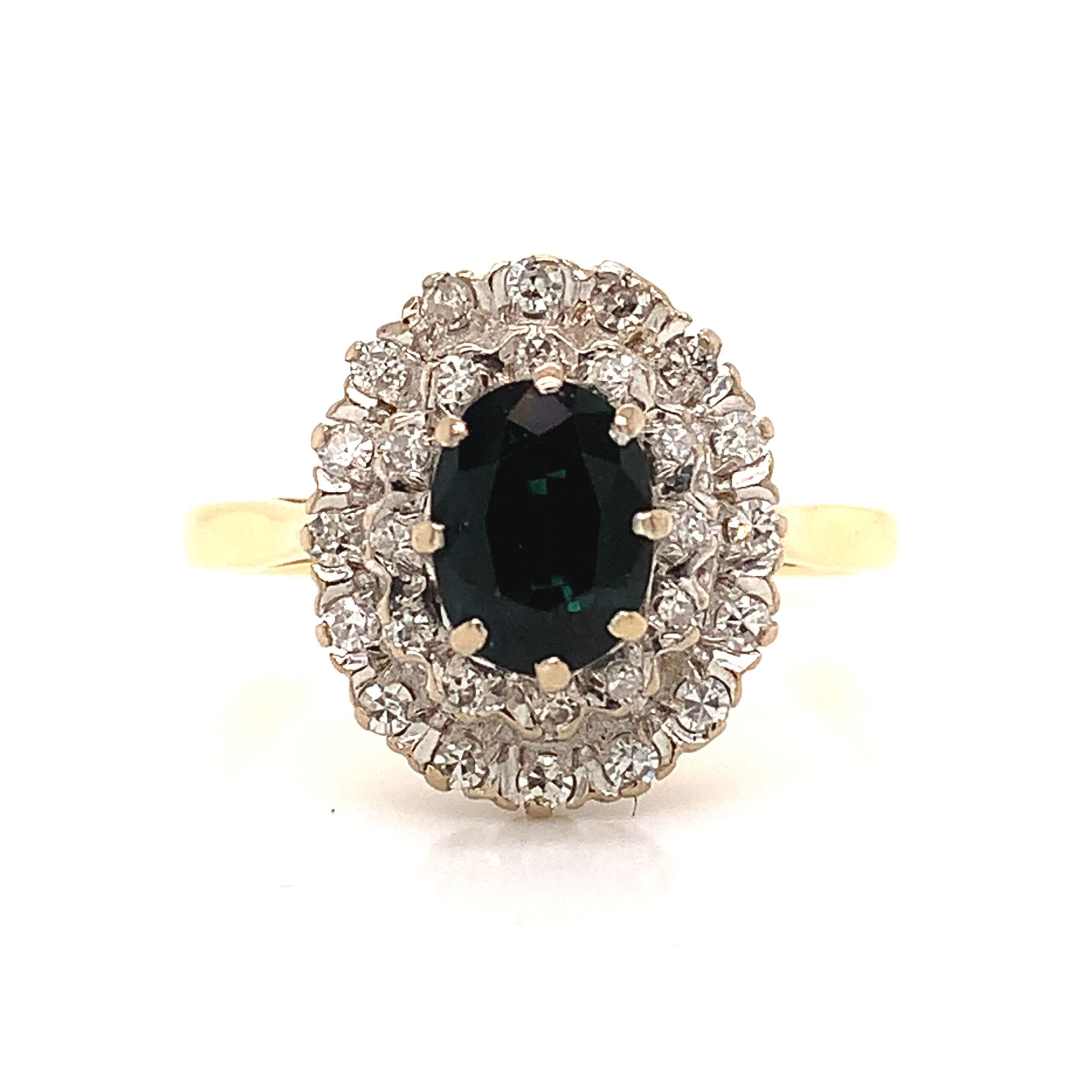 Vintage Sapphire and Diamond Tall Cluster Ring
