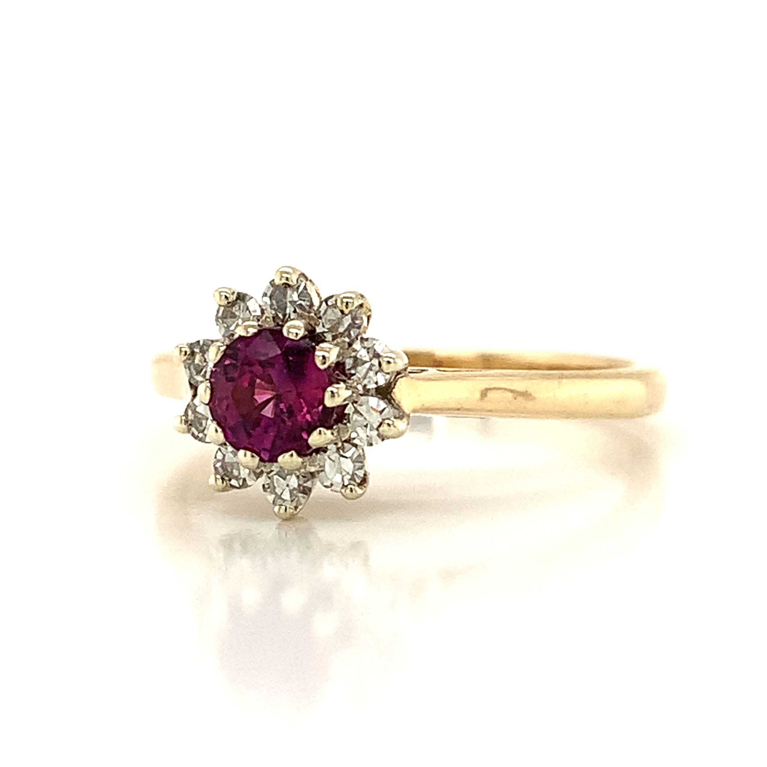 Ruby and Diamond Cluster Ring