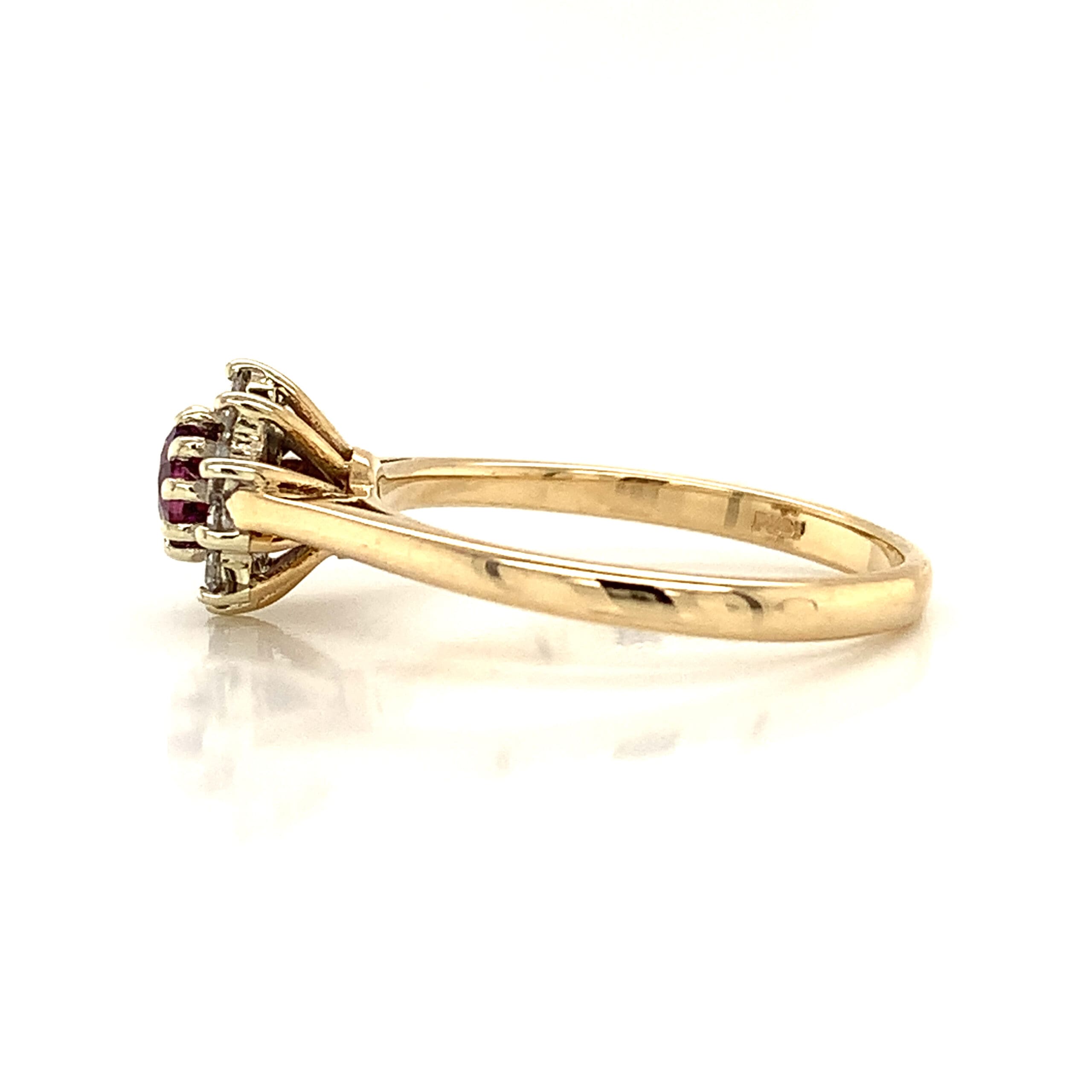 Ruby and Diamond Cluster Ring