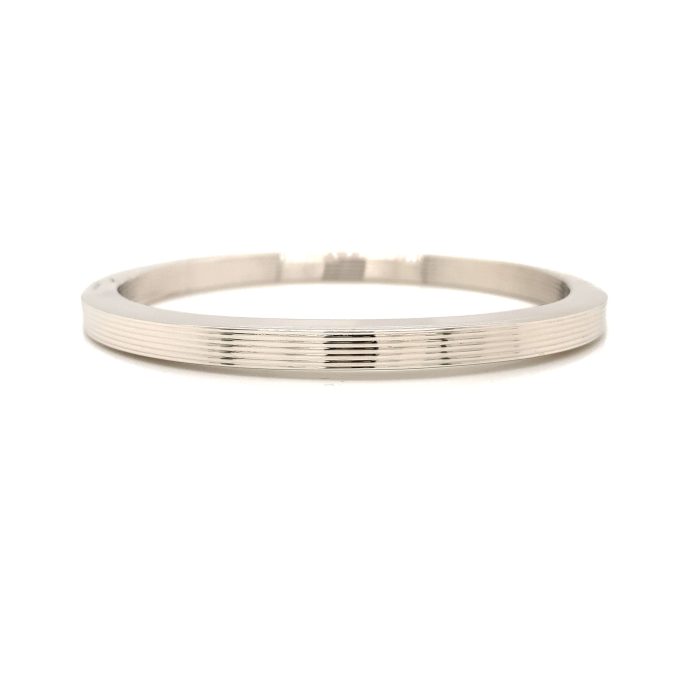 White Gold Oval Hinged Bangle