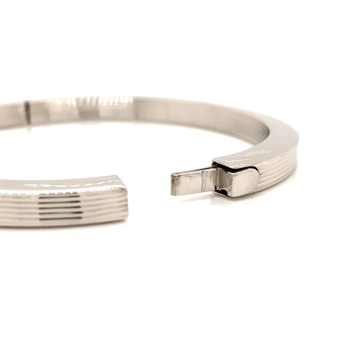White Gold Oval Hinged Bangle