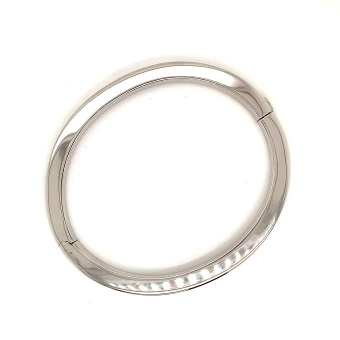 White Gold Oval Hinged Bangle