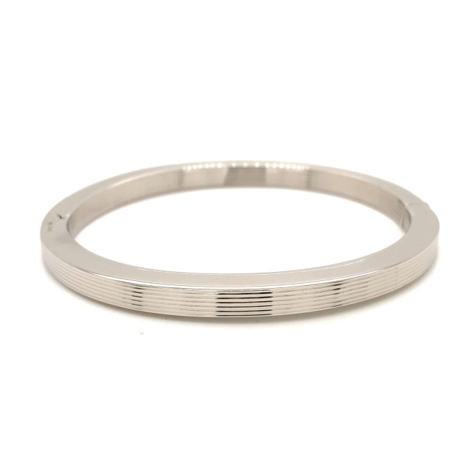 White Gold Oval Hinged Bangle