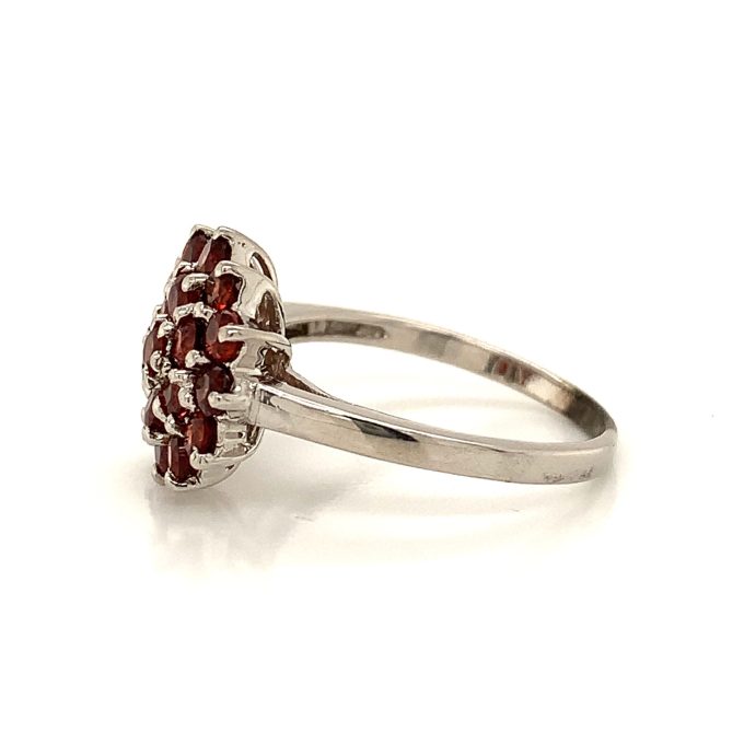 Silver Garnet Cluster Ring