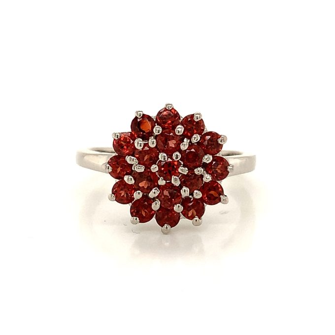 Silver Garnet Cluster Ring