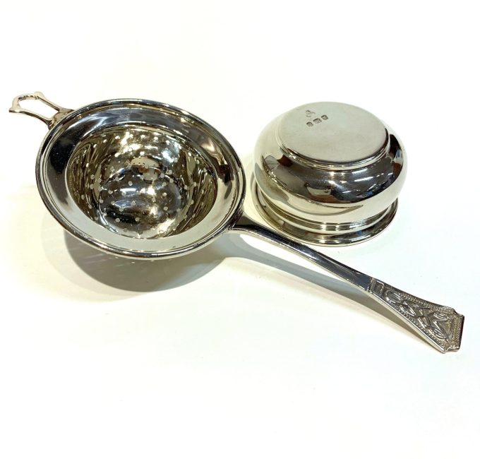 Silver Tea Strainer and Holder