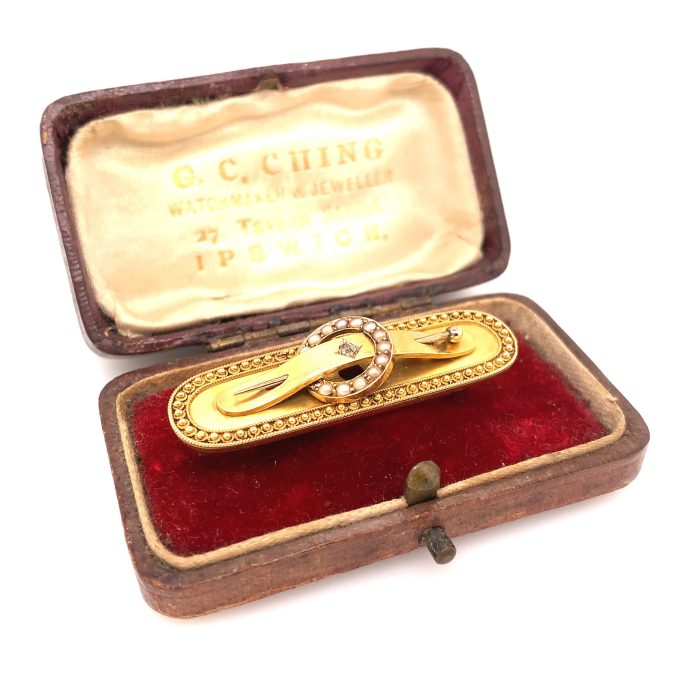 Antique Gold Pearl & Diamond Brooch