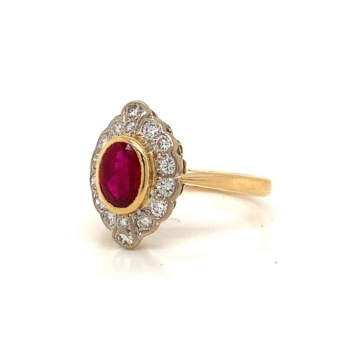 Ruby and Diamond Cluster Ring