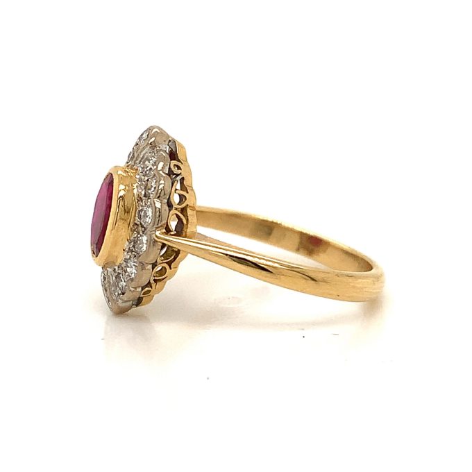 Ruby and Diamond Cluster Ring