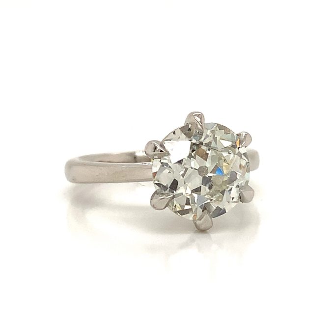 2.92ct Old Cut Diamond Platinum Solitaire Ring