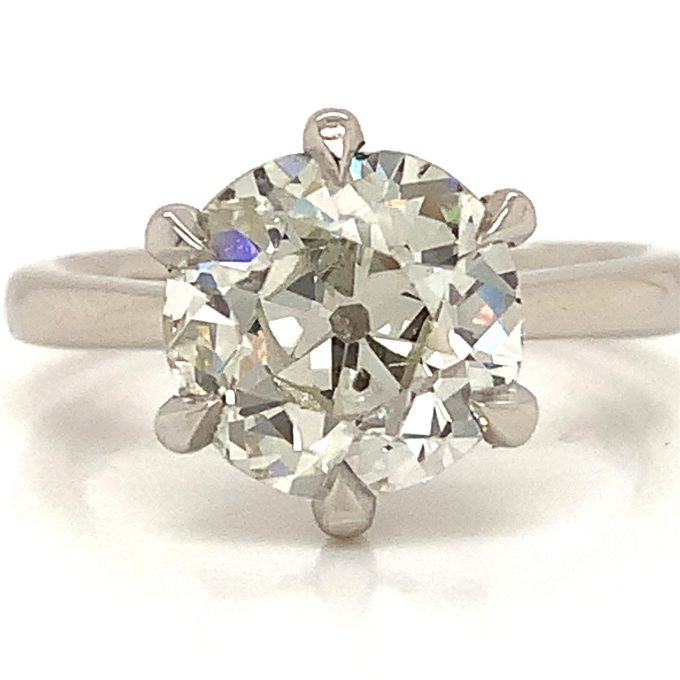 2.92ct Old Cut Diamond Platinum Solitaire Ring