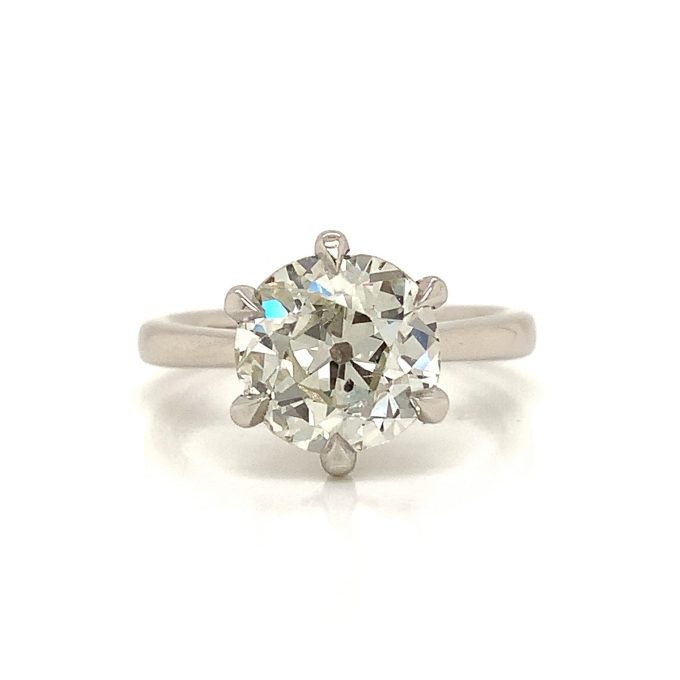 2.92ct Old Cut Diamond Platinum Solitaire Ring