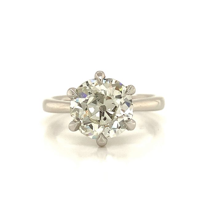 2.92ct Old Cut Diamond Platinum Solitaire Ring