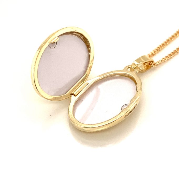 Yellow Gold Oval Locket & Chain
