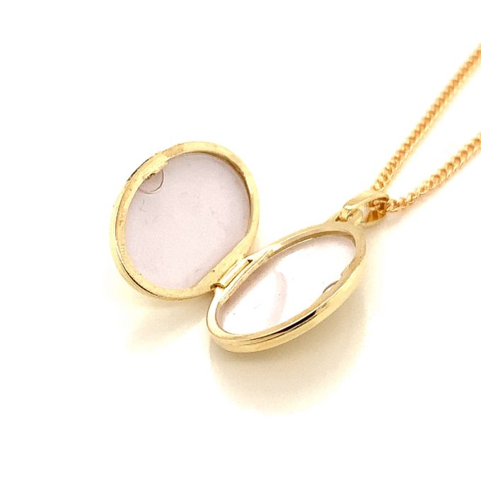 Yellow Gold Beaded Locket & Chain