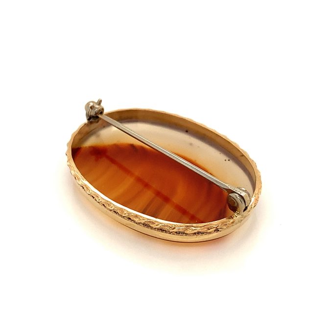 Banded Agate Gold Frame Brooch