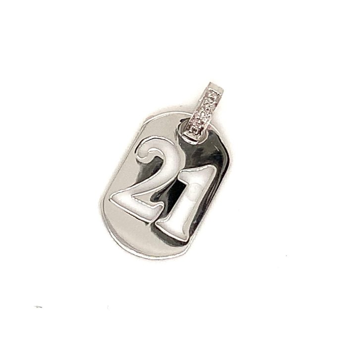 White Gold '21st' Diamond Set Charm