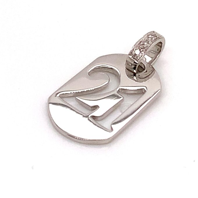 White Gold '21st' Diamond Set Charm