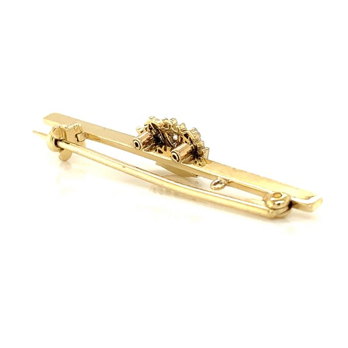 Diamond Set Naval Crown Bar Brooch