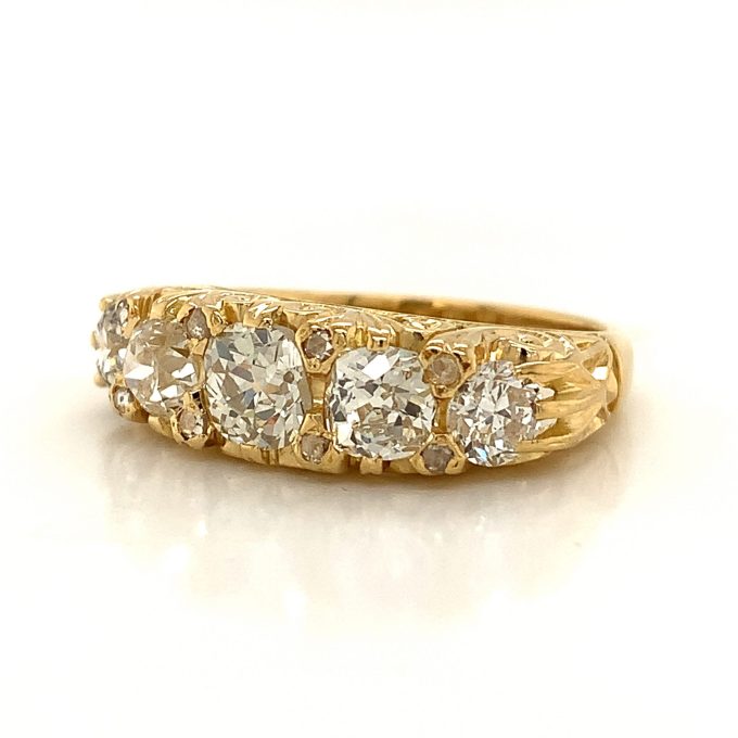 Carve Top Diamond Five Stone Ring