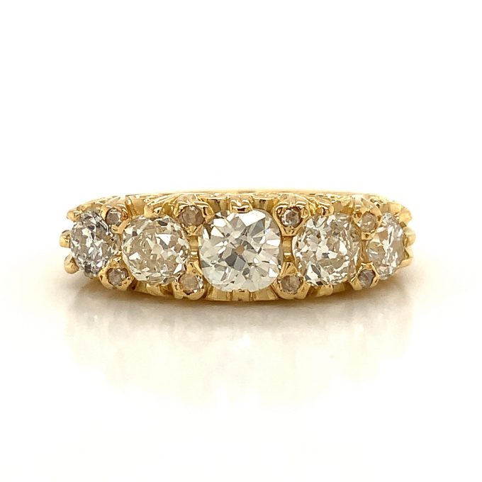 Carve Top Diamond Five Stone Ring