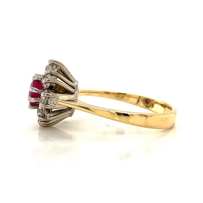 Ruby and Diamond Daisy Cluster Ring