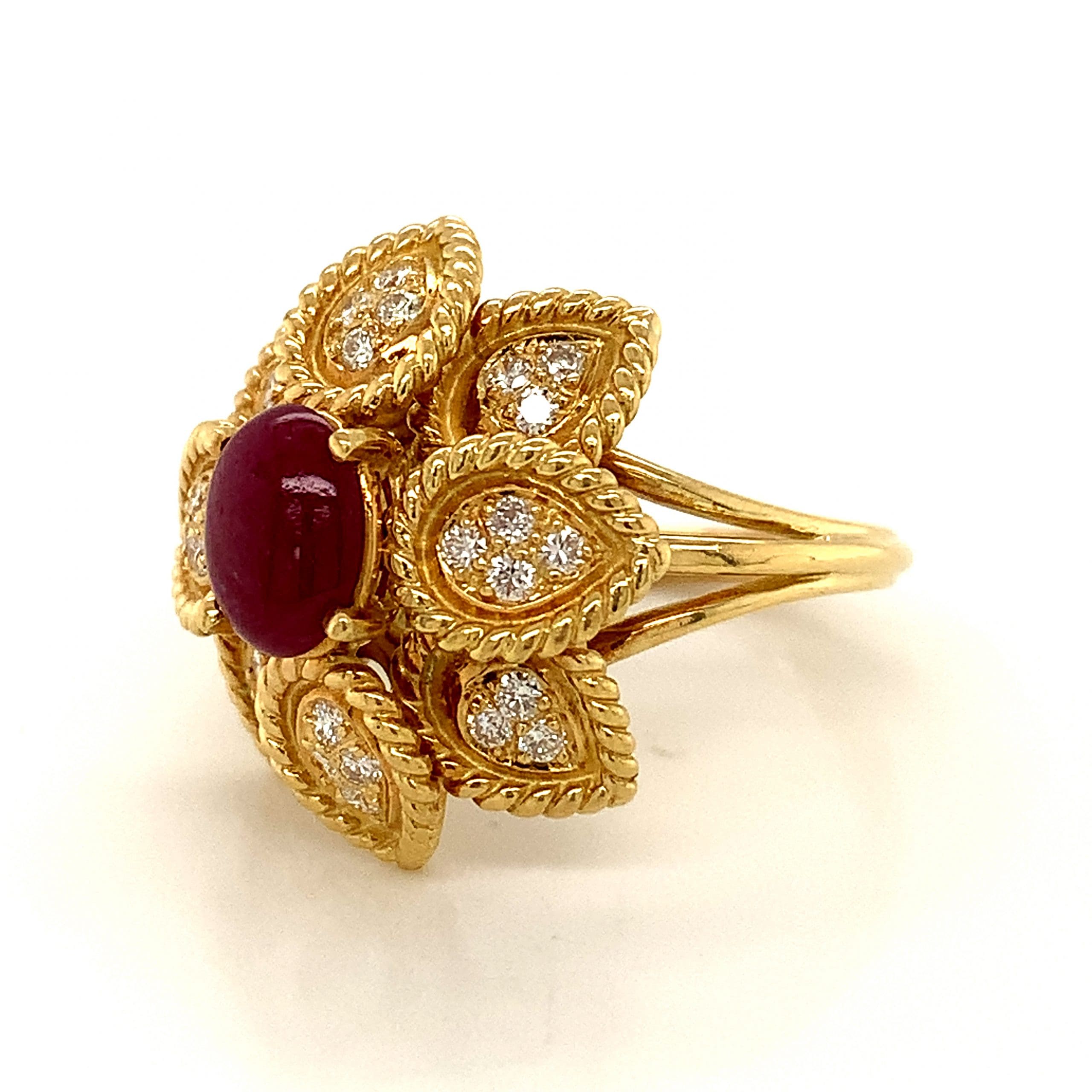Gold Ruby and Diamond Dress Ring