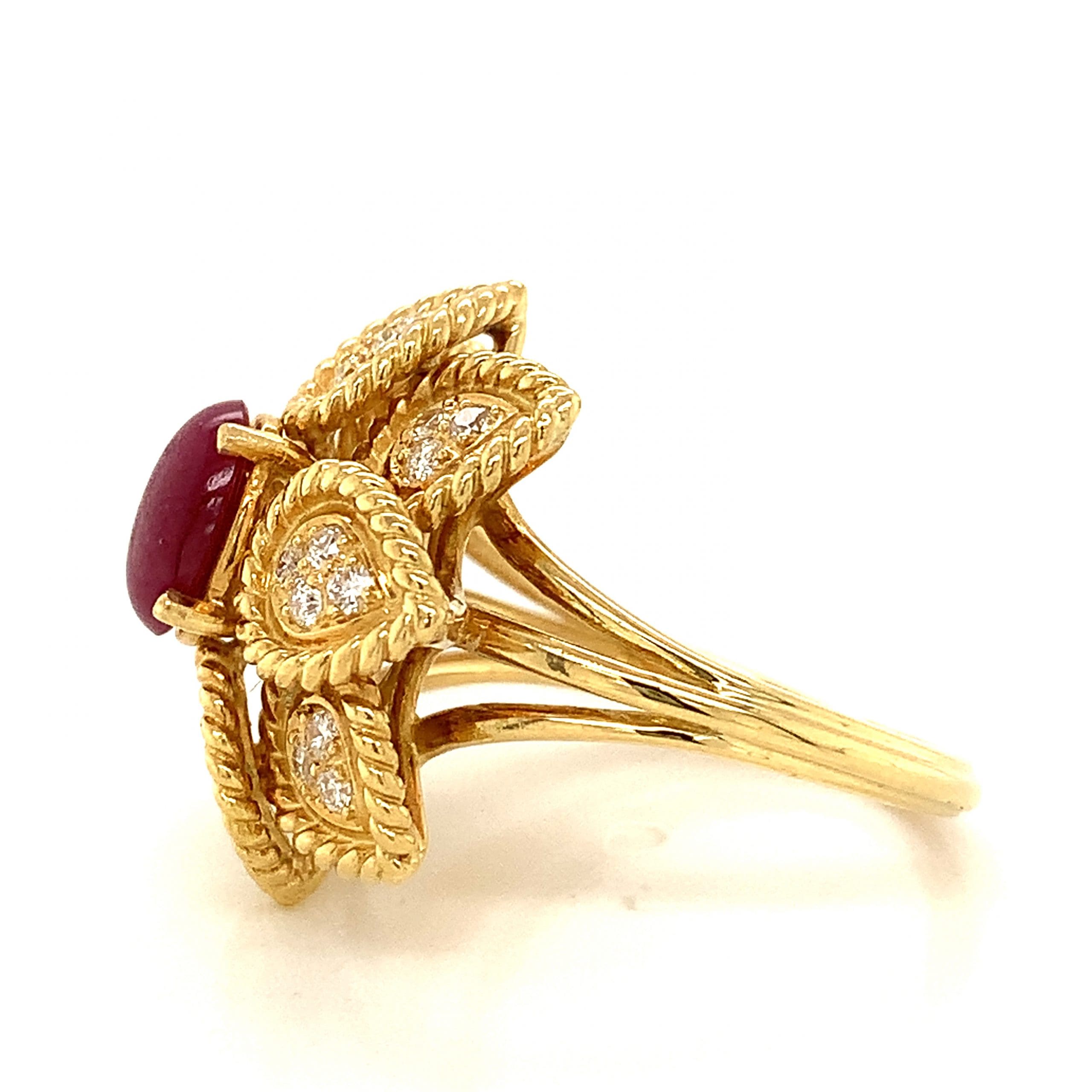 Gold Ruby and Diamond Dress Ring
