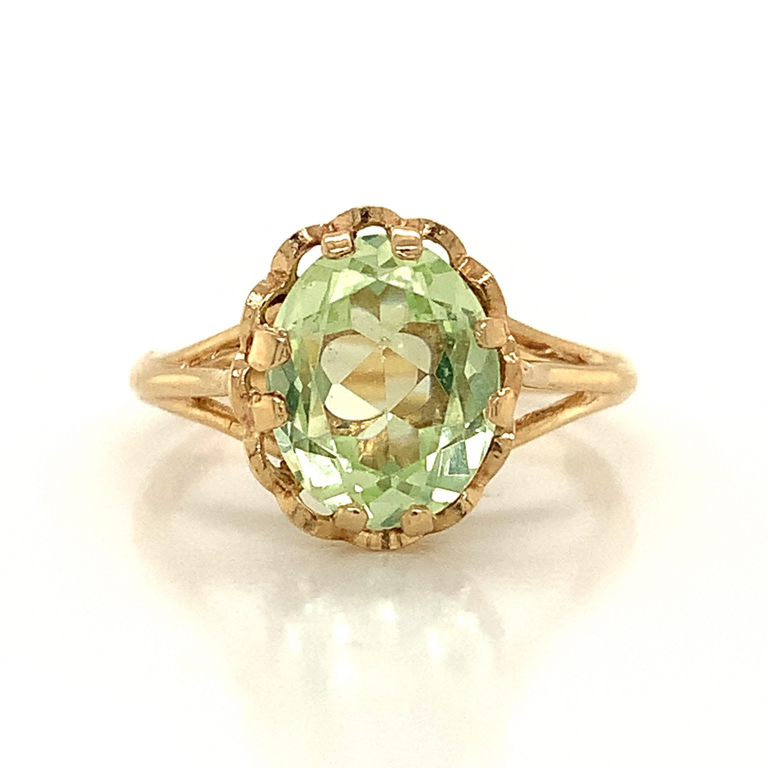 Green Spinel Gold Ring