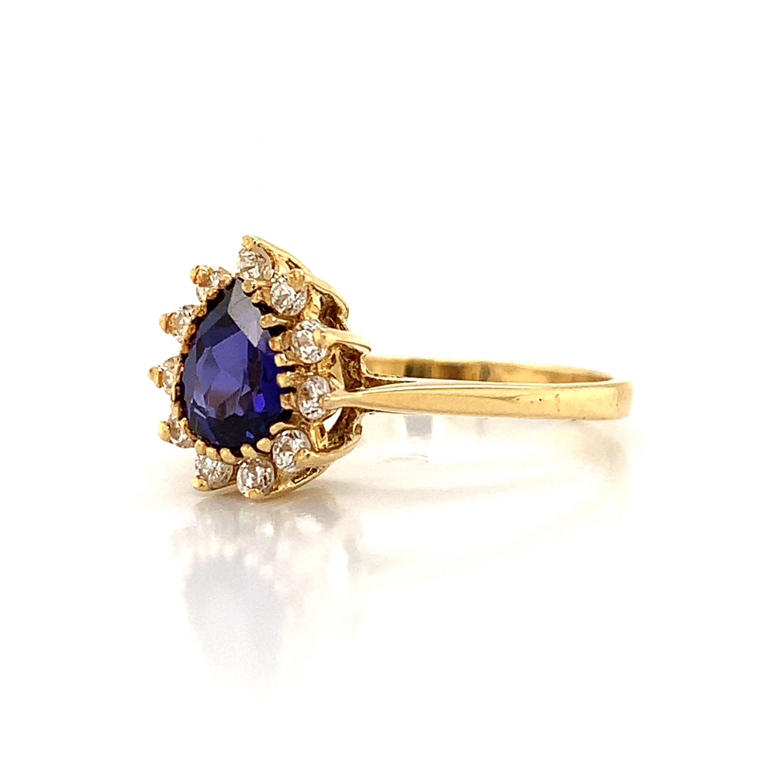 Pear Cut Tanzanite and Diamond Ring