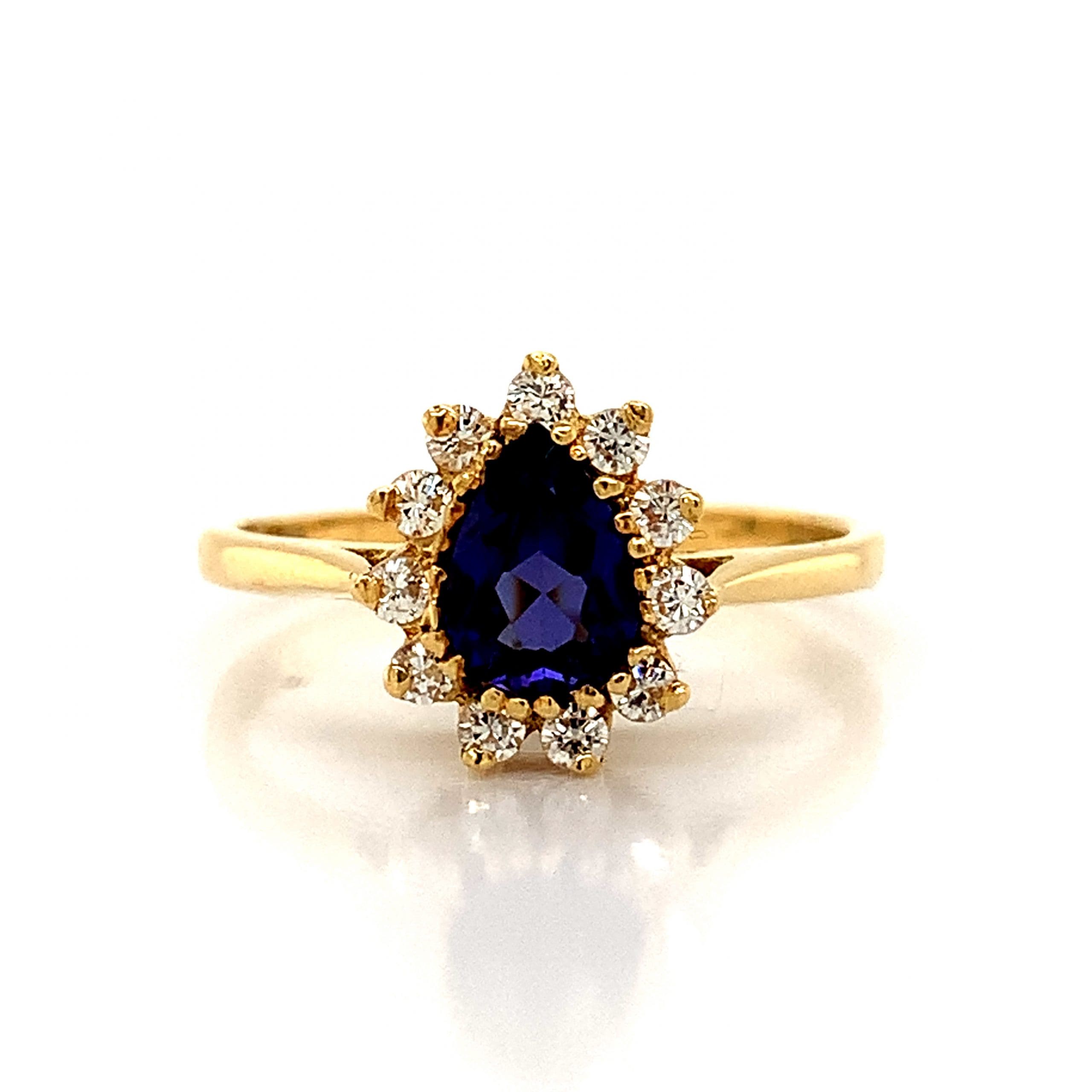 Pear Cut Tanzanite and Diamond Ring