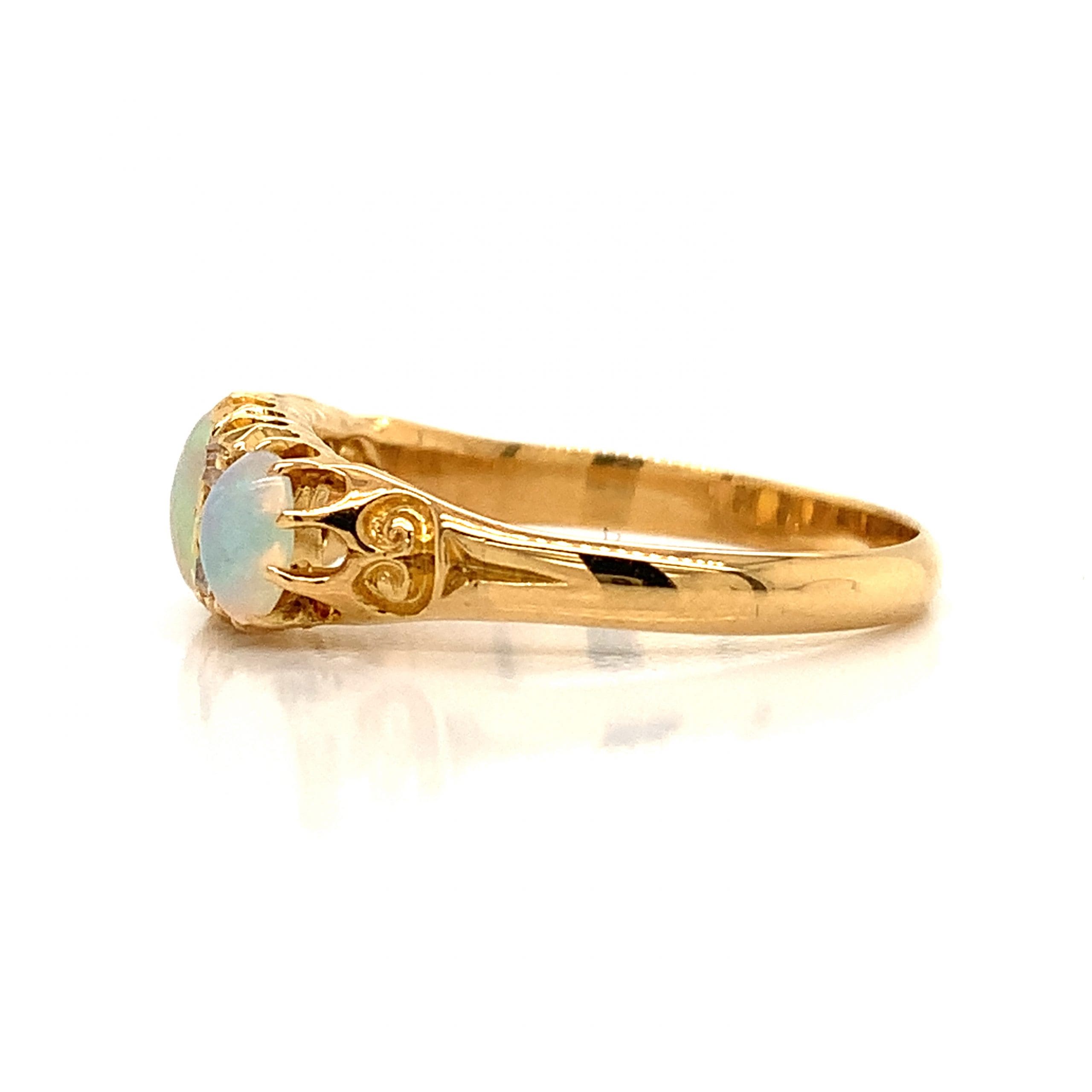 Antique Three Opal and Diamond Ring