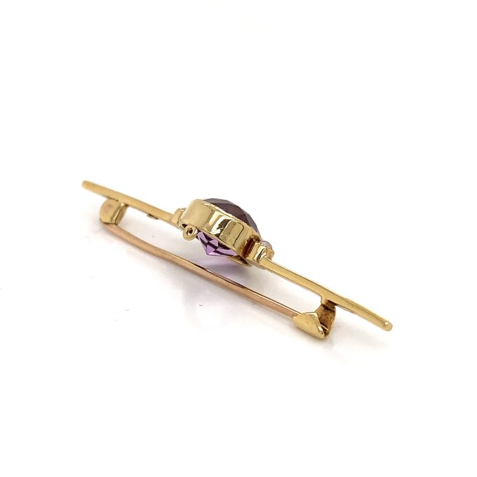 Amethyst & Pearl Bar Brooch