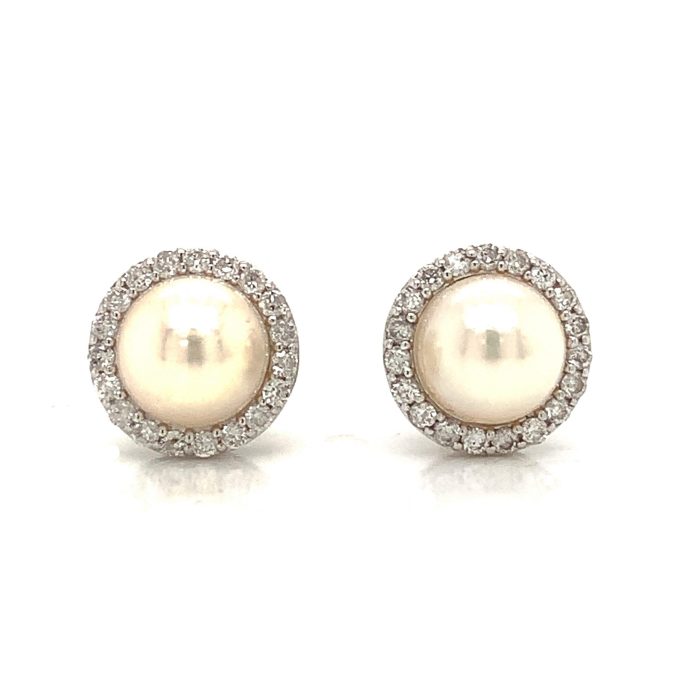 Pearl and Diamond Cluster Studs