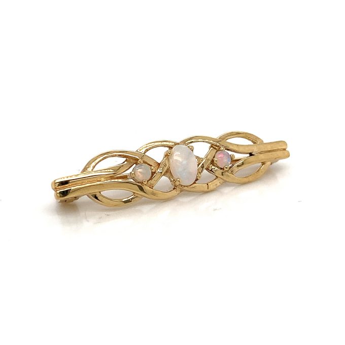 Gold and Opal Bar Brooch