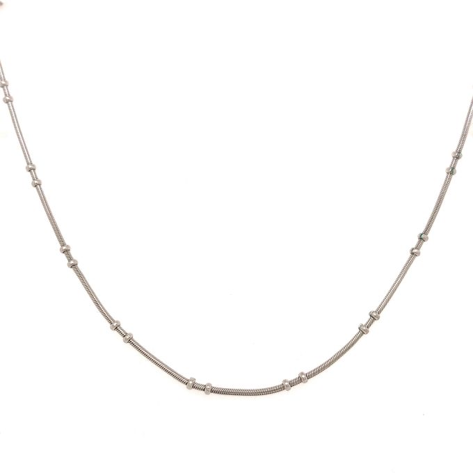 9ct White Gold Beaded Chain