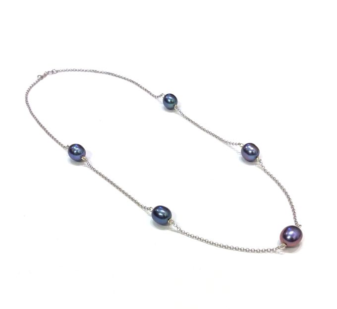 Peacock Pearl Station Necklace