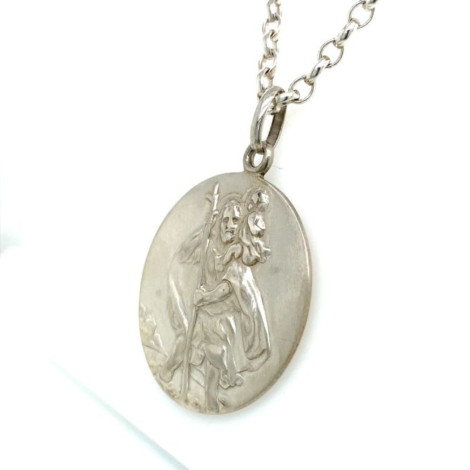 Large Silver Saint Christopher Pendant