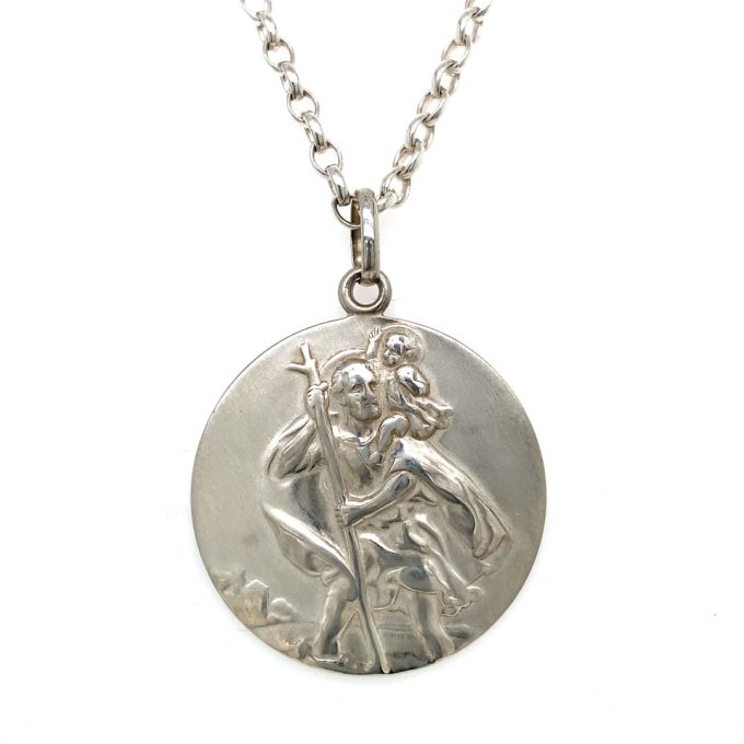 Large Silver Saint Christopher Pendant